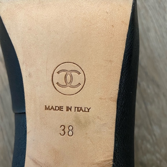 Chanel Black Lambskin Leather Boots with Gold Tip Heels - Picture 13 of 13